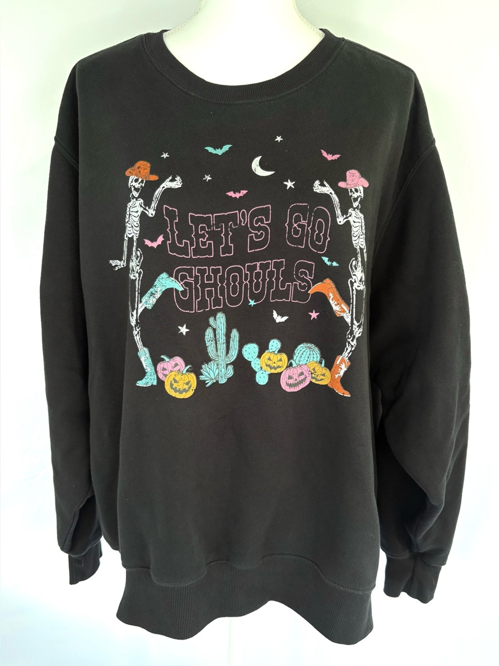 Blue Mountain Spooky Western Halloween Sweatshirt Black 2XL Let's Go Ghouls